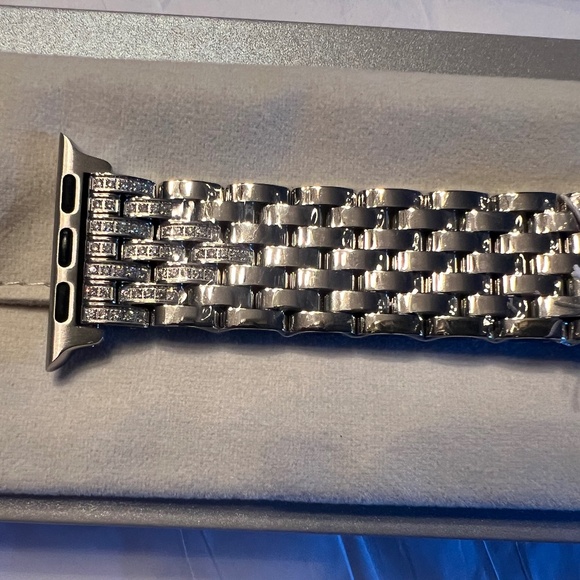 MICHELE Diamond Apple Link Watch Strap Stainless Steel with Apple Watch NWT - Picture 2 of 5